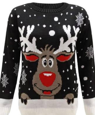 Kids Unisex Reindeer Snowflakes Knitted Christmas Jumper