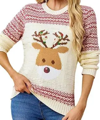 Classy Reindeer Beige Christmas Jumper