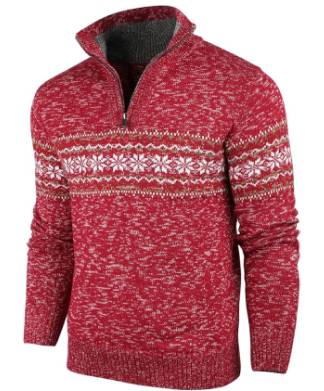Red Classic Half Zip Knit Christmas Jumper