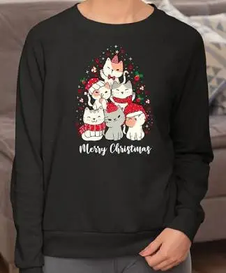 Womens Cat Christmas Tree Jumper