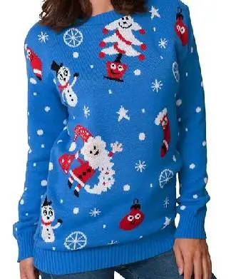 Womens Floating Santa Christmas Jumper