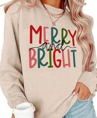 Womens Merry and Bright Christmas Sweatshirt