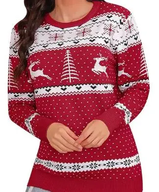 Womens Red Reindeer Classic Jumper